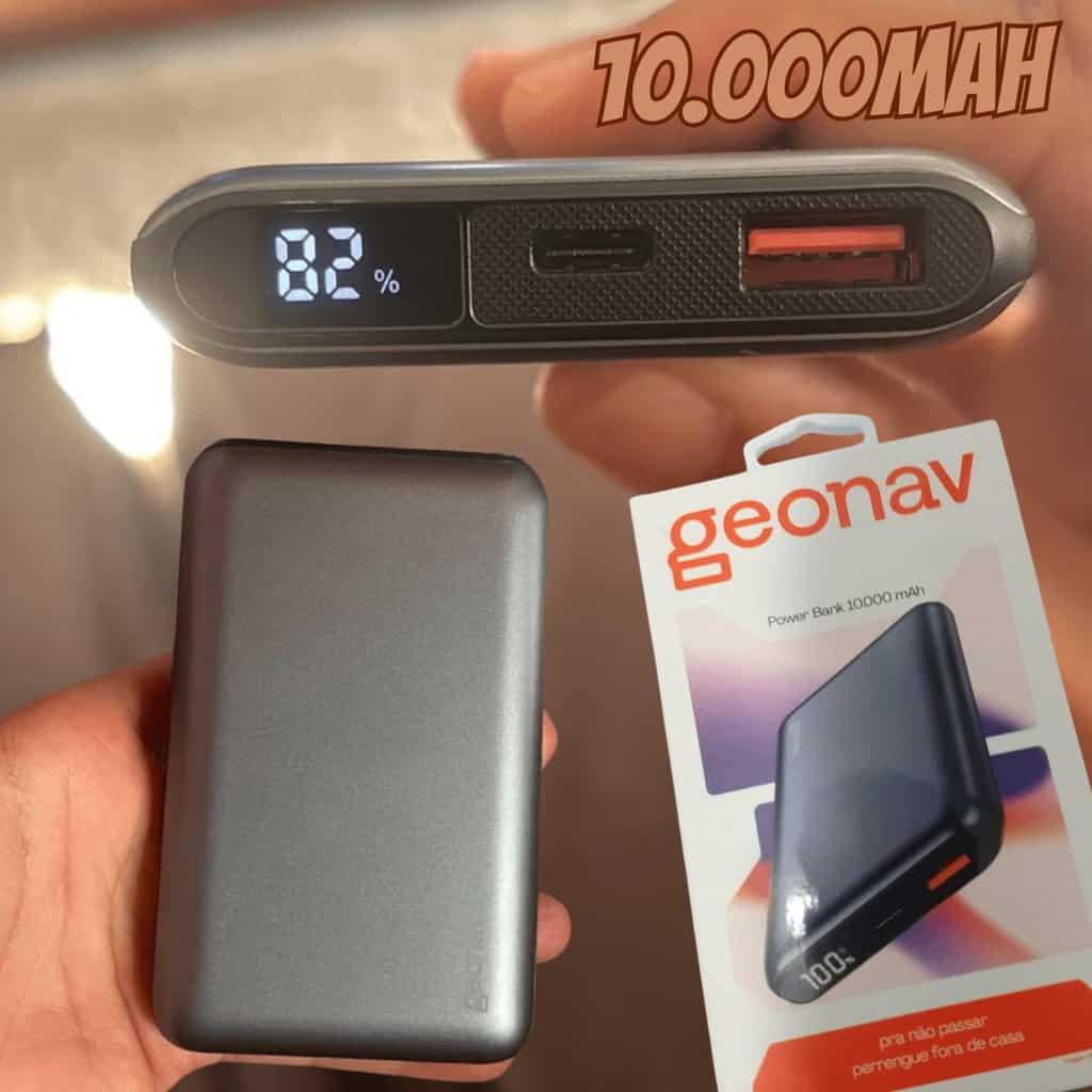 Geonav Power Bank, Carregador Portátil Universal 10.000mAh, USB-A (até 18W) + USB-C (até 20W), Compacto, Carregamento Rápido, Pass Through, Led Indicador de Bateria, PB10K20WSG, Cinza espacial na Amazon