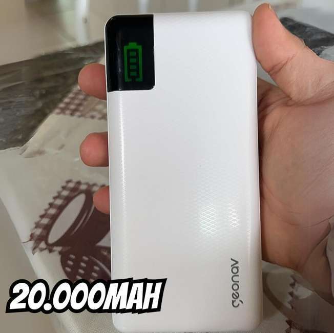 Geonav Power Bank, Carregador Portátil Universal 20.000mAh, 2 saídas USB QC 3.0 para carregamento rápido + 1 saída USB-C (PD) até 18W, até 7 recargas, PB20KWT, Branco na Amazon