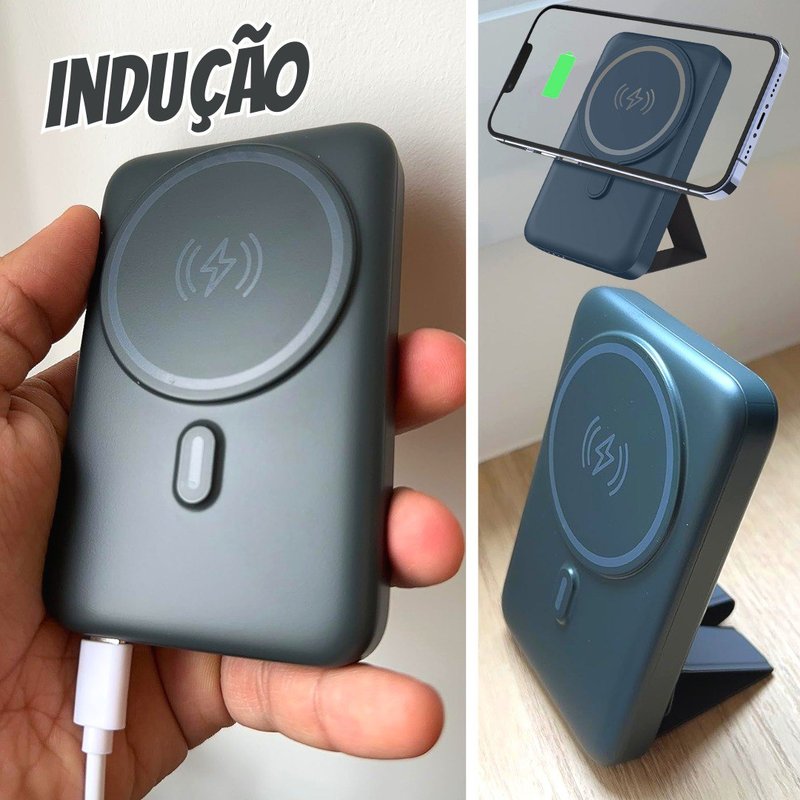 Geonav Power Bank, Carregador Portátil Universal por Indução 10.000mAh, Carregamento rápido*, Suporte Dobrável, Compatível com MagSafe®, PB10MAGSG, Cinza na Amazon