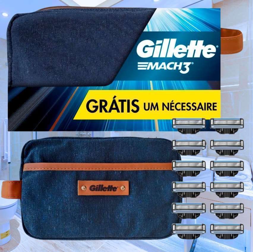 Gillette 1 Kit Mach3, Carga para Aparelho 12 Uds + 1 Nécessaire na Amazon