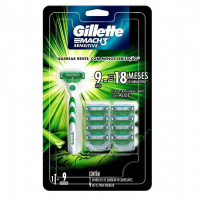 Gillette Aparelho De Barbear Mach3 Sensitive + 9 Cargas na Amazon
