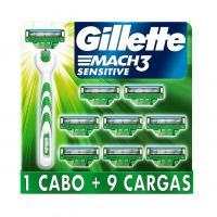Gillette Aparelho De Barbear Mach3 Sensitive + 9 Cargas na Amazon