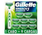 Gillette Aparelho De Barbear Mach3 Sensitive + 9 Cargas na Amazon