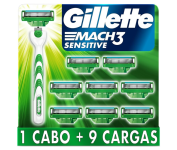 Gillette Aparelho De Barbear Mach3 Sensitive + 9 Cargas na Amazon