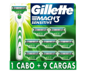 Gillette Aparelho De Barbear Mach3 Sensitive + 9 Cargas na Amazon