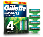 Gillette Carga Para Aparelho De Barbear Mach3 Sensitive 4 Unidades na Amazon