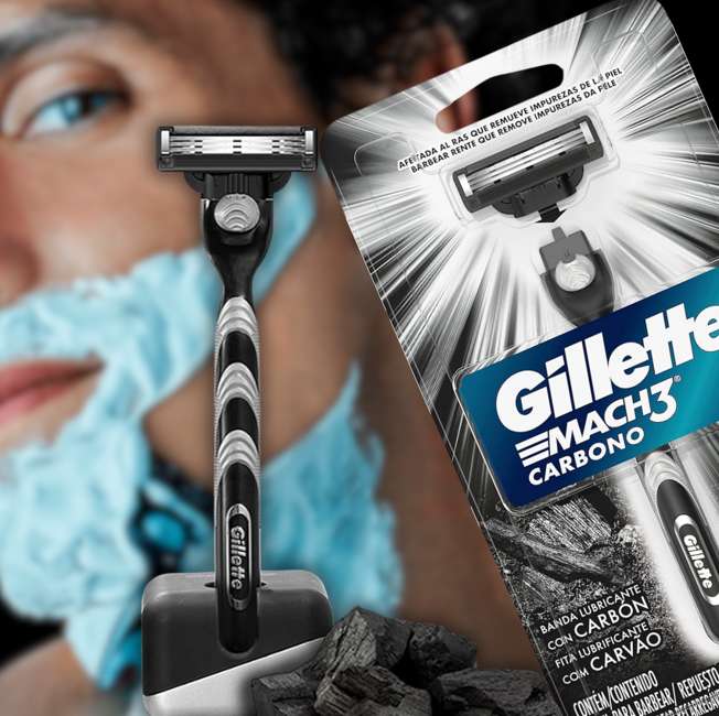 Gillette Mach3 Carbono Aparelho de barbear reutilizável com Carvão Ativado e Fita Lubrificante Melhorada 1 Ud na Amazon