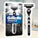 Gillette Mach3 Carbono Aparelho de barbear reutilizável com Carvão Ativado e Fita Lubrificante Melhorada 1 Ud na Amazon
