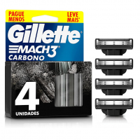 Gillette Mach3 Carbono Refil Para Aparelho De Barbear Reutilizável, Com Carvão Ativado E Fita Lubrificante na Amazon