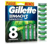 GILLETTE Mach3 Sensitive Carga para Aparelho de Barbear Reutilizável , 8 Refis na Amazon