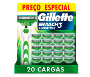 Gillette Mach3 Sensitive – Carga para Aparelho de Barbear, 20 unidades na Amazon