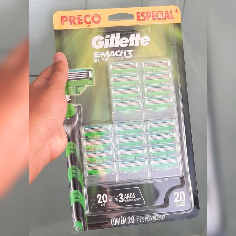Gillette Mach3 Sensitive – Carga para Aparelho de Barbear, 20 unidades na Amazon