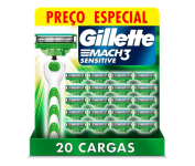 Gillette Mach3 Sensitive – Carga para Aparelho de Barbear, 20 unidades na Amazon