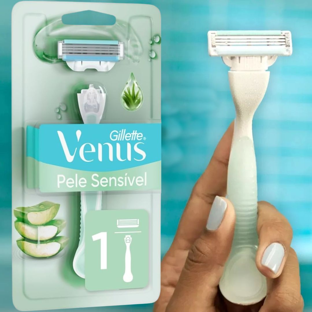 Gillette Venus Pele Sensível Aparelho de Depilar Recarregável com Aloe Vera na Amazon