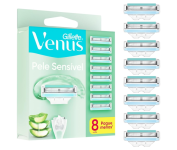 Gillette Venus Pele Sensível Carga para Aparelho de Depilar com Aloe Vera, 8 unidades na Amazon