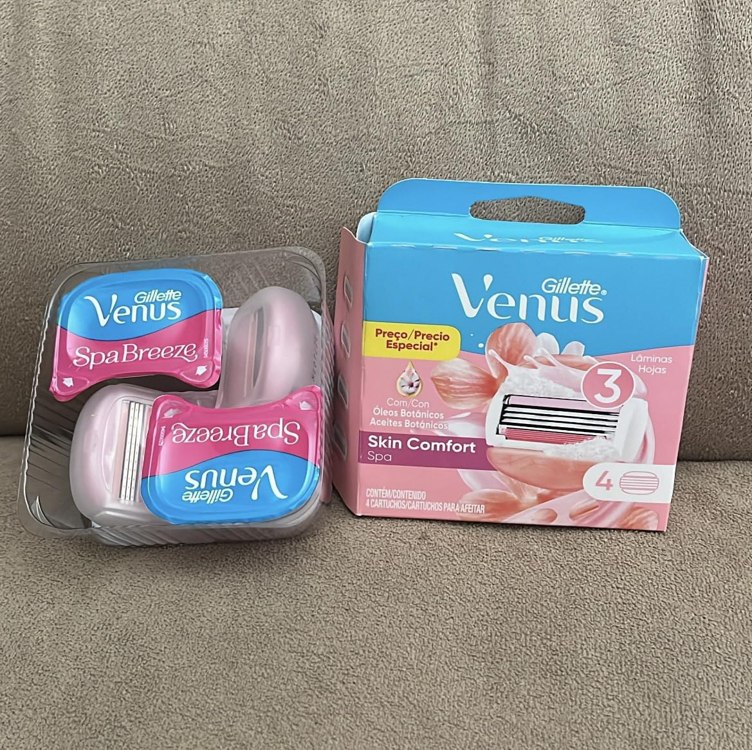 Gillette Venus Skin Comfort Spa Carga para Aparelho de Depilação com Barras Umectantes e Óleos Botânicos, 4 Uds na Amazon