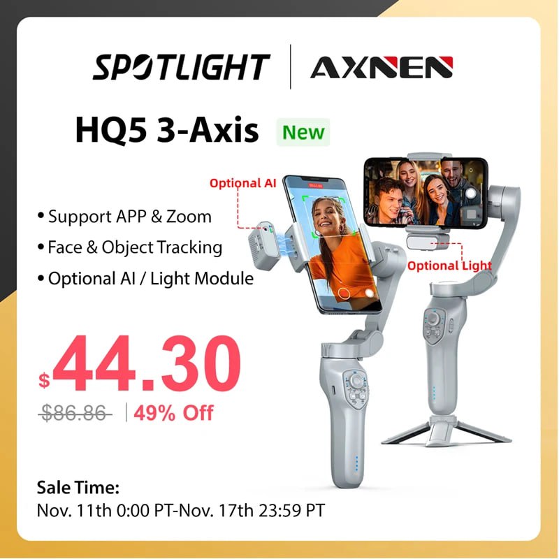 Gimbal Estabilizador de Imagem AXNEN HQ5 3 Eixos na Aliexpress
