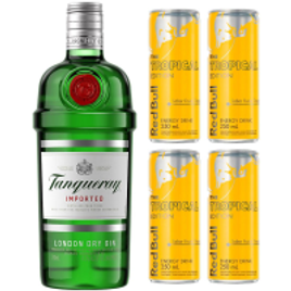 Gin Tanqueray London Dry 750ml + 4 Latas do Energético Red Bull Frutas Tropicais 250ml na Casas Bahia