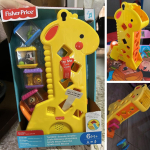 Girafa Pick a Block, Fisher Price, Mattel, Amarelo na Amazon