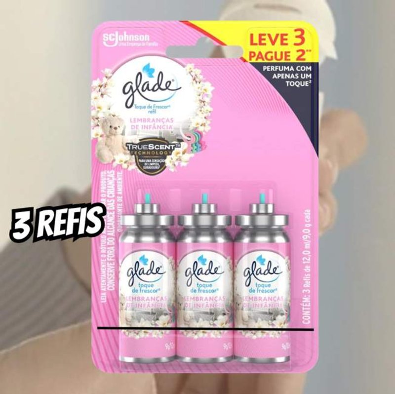 Glade Aromatizador de Ambiente Toque de Frescor Refil Lembranças de Infância Leve 3 Pague 2 unidades com 12ml cada na Amazon