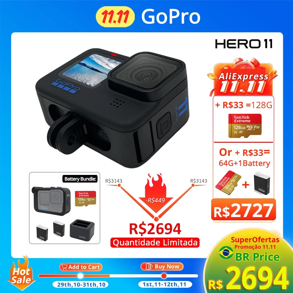 GoPro HERO 11 Black Action Camera Cupom na Aliexpress