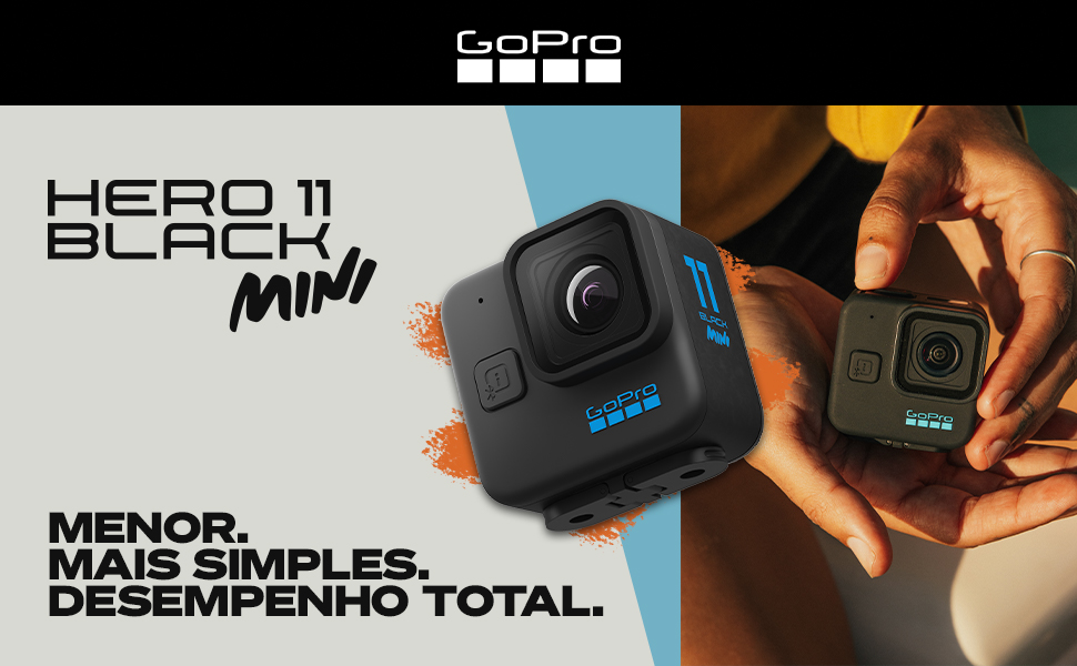GoPro HERO11 Black Mini – Câmera de Ação Compacta à prova d'água 10m, Vídeo Ultra HD 5.3K60, Captura de quadros de 24,7MP, Transmissão ao vivo 1080p, Hypersmooth 5.0, TimeWarp 3.0 em 5.3k na Amazon