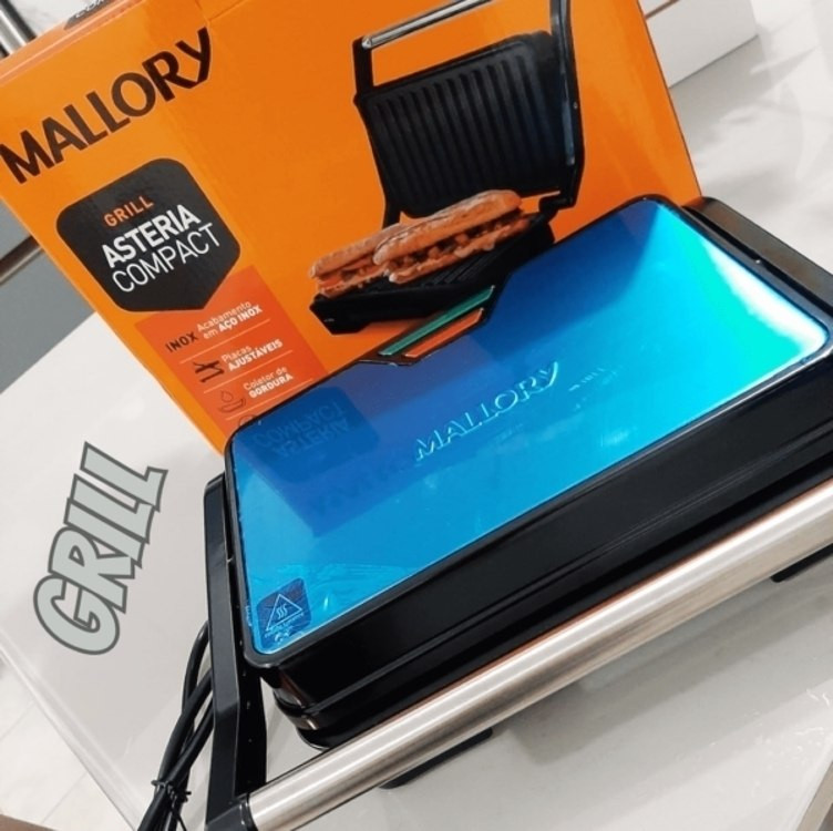 Grill Asteria Compact Mallory Grill multifunção, Luzes indicadoras de funcionamento, Alça com toque-frio e Trava de segurança na Amazon