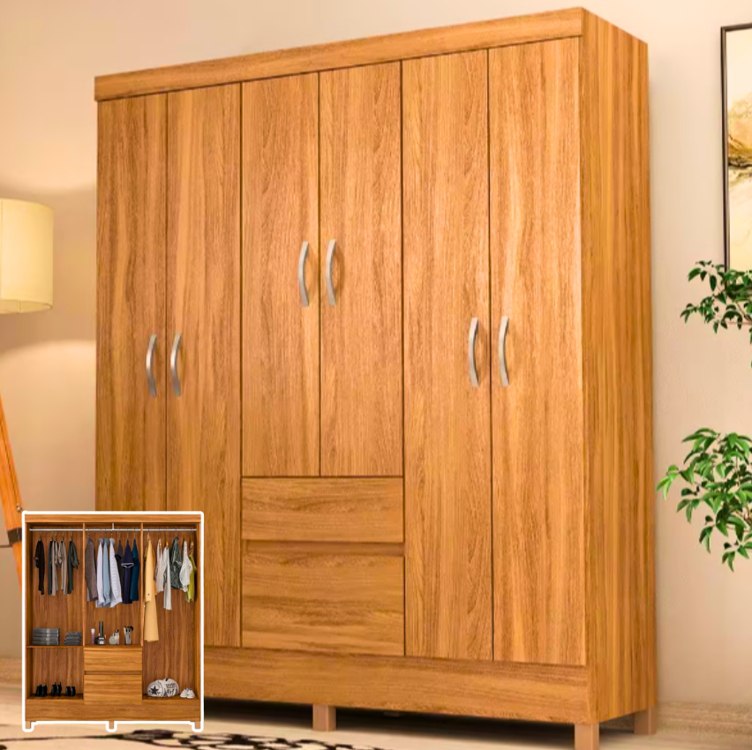 Guarda-Roupa Bartira Brusque II com 6 Portas e 2 Gavetas na Casas Bahia