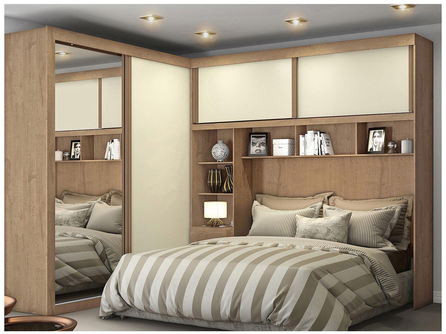 Guarda-roupa Casal 4 Portas de Correr 5 Gavetas – Móveis Europa Milão 12.033 com Espelho na Magazine Luiza