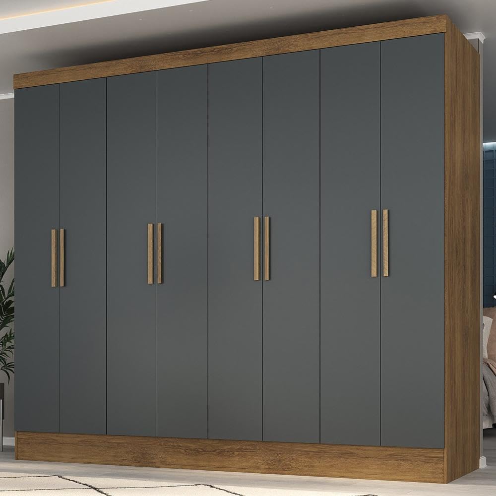 Guarda Roupa Casal 8 Portas 4 Gavetas Jatobá Nature/Chumbo na Amazon
