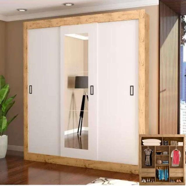Guarda-roupa Casal com Espelho 3 Portas de Correr Araplac Melissa Glass na Magazine Luiza