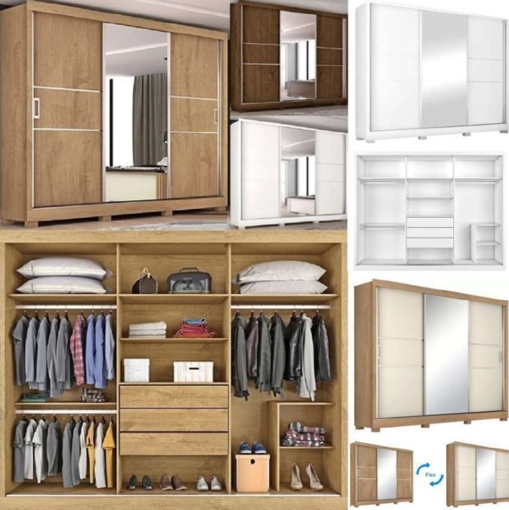 Guarda-roupa Casal com Espelho 3 Portas de Correr – 3 Gavetas Europa Maranello 11617.1 na Magazine Luiza