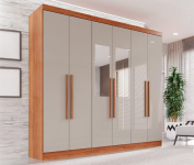 Guarda-Roupa Casal Com Espelho 6 Portas 2 Gavetas França Cinamomo/Off-White – Bege na Casas Bahia