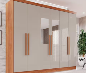Guarda-Roupa Casal Com Espelho 6 Portas 2 Gavetas França Cinamomo/Off-White – Bege na Casas Bahia