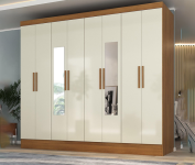 Guarda Roupa Casal com Espelho 8 Portas 4 Gavetas Jatobá Yescasa Cinamomo/Off White na Amazon