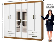 Guarda Roupa Casal Lu 6 Portas 4 Gavetas Com Espelho Carioca Móveis na Amazon