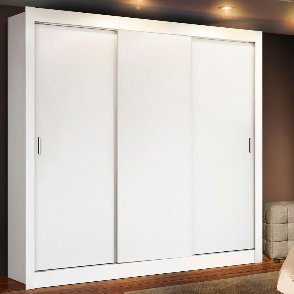 Guarda Roupa Casal Madesa Lyon 3 Portas de Correr 2 Gavetas – Branco na Amazon