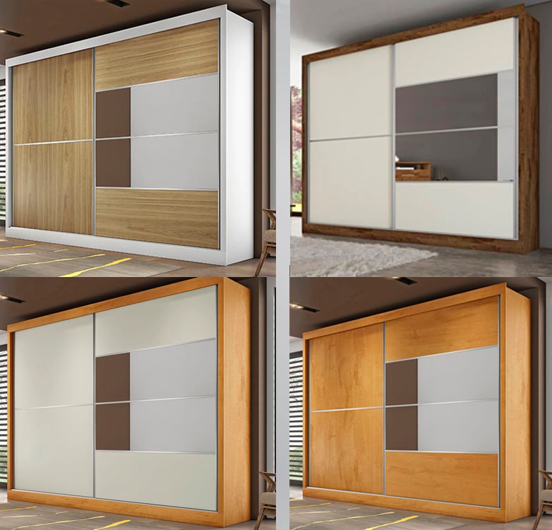 Guarda-Roupa Casal Móveis Europa Londres Flex com Espelho, 2 Portas de Correr e 4 Gavetas na Casas Bahia