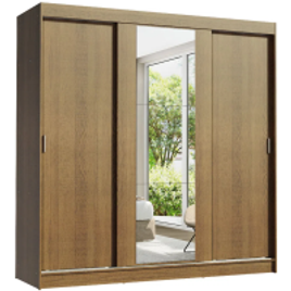 Guarda-Roupa Casal Reno 3 Portas de Correr com Espelho Rustic na Loja Madesa
