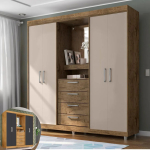 Guarda-roupa com Espelho 4 Portas 4 Gavetas Araplac Pequim na Magazine Luiza