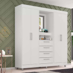 Guarda-roupa com Espelho 4 Portas 4 Gavetas Araplac Pequim na Magazine Luiza