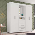 Guarda-roupa com Espelho 4 Portas 4 Gavetas Araplac Pequim na Magazine Luiza