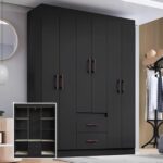 Guarda Roupa Solteiro 6 Portas 2 Gavetas Sidney Doripel – Preto na Casas Bahia