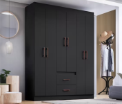 Guarda Roupa Solteiro 6 Portas 2 Gavetas Sidney Doripel – Preto na Casas Bahia