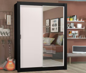 Guarda-Roupa Solteiro Madesa Denver 2 Portas de Correr com Espelho – Branco na Casas Bahia