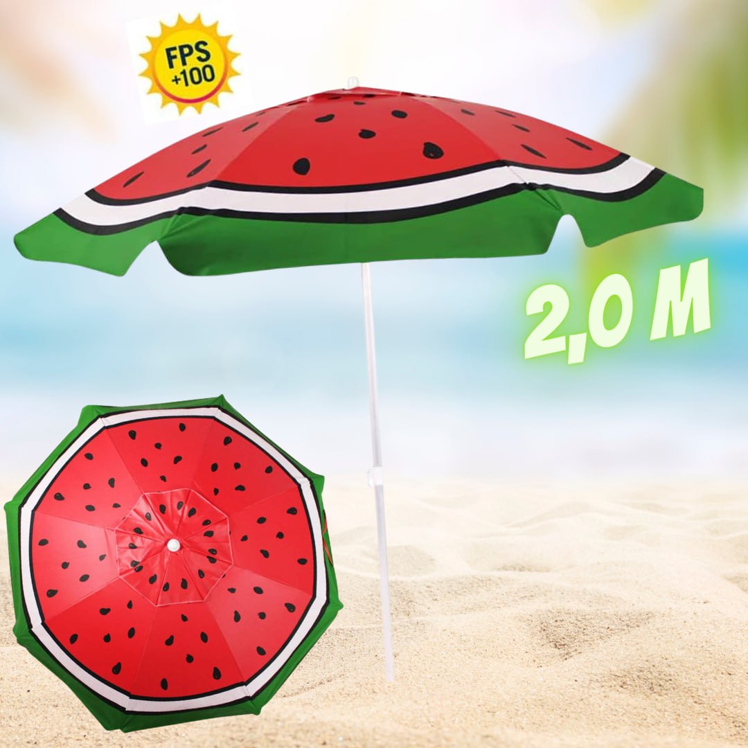 Guarda-Sol Em Bagum Com Vara Alumínio – Melancia – 2,0 M na Amazon