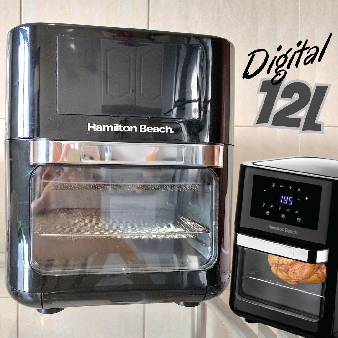 Hamilton Beach Fritadeira Air Fryer Oven 12L 8 receitas pré-sugeridas desligamento automático 1700W ASWE-002 preta 220v na Amazon