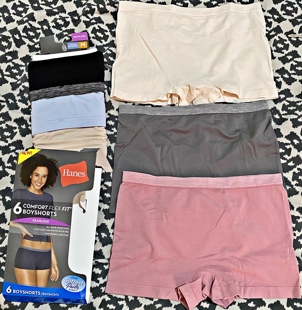 Hanes Calcinha Boyshort feminina Comfort Flex Fit sem costura, pacote com 6, Sortidas na Amazon