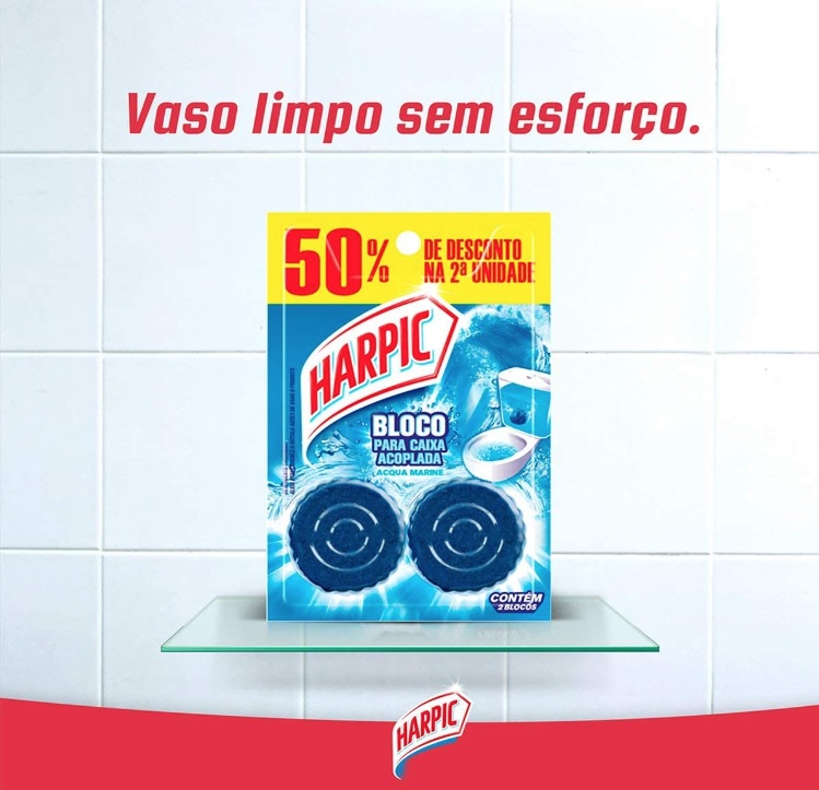 Harpic Limpador e Aromatizador Sanitário para Caixa Acoplada Marine 50% off 2 unidades na Amazon