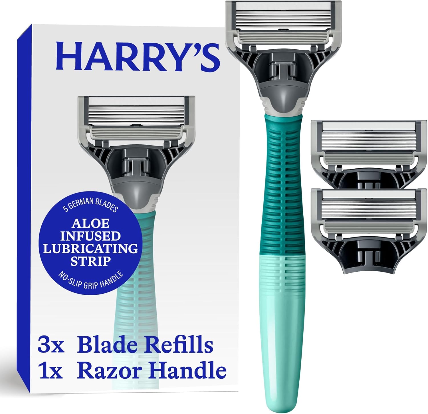 Harry’s Kit de barbear masculino – cabo de barbear e 3 cartuchos de refil de lâmina de barbear – Sage na Amazon